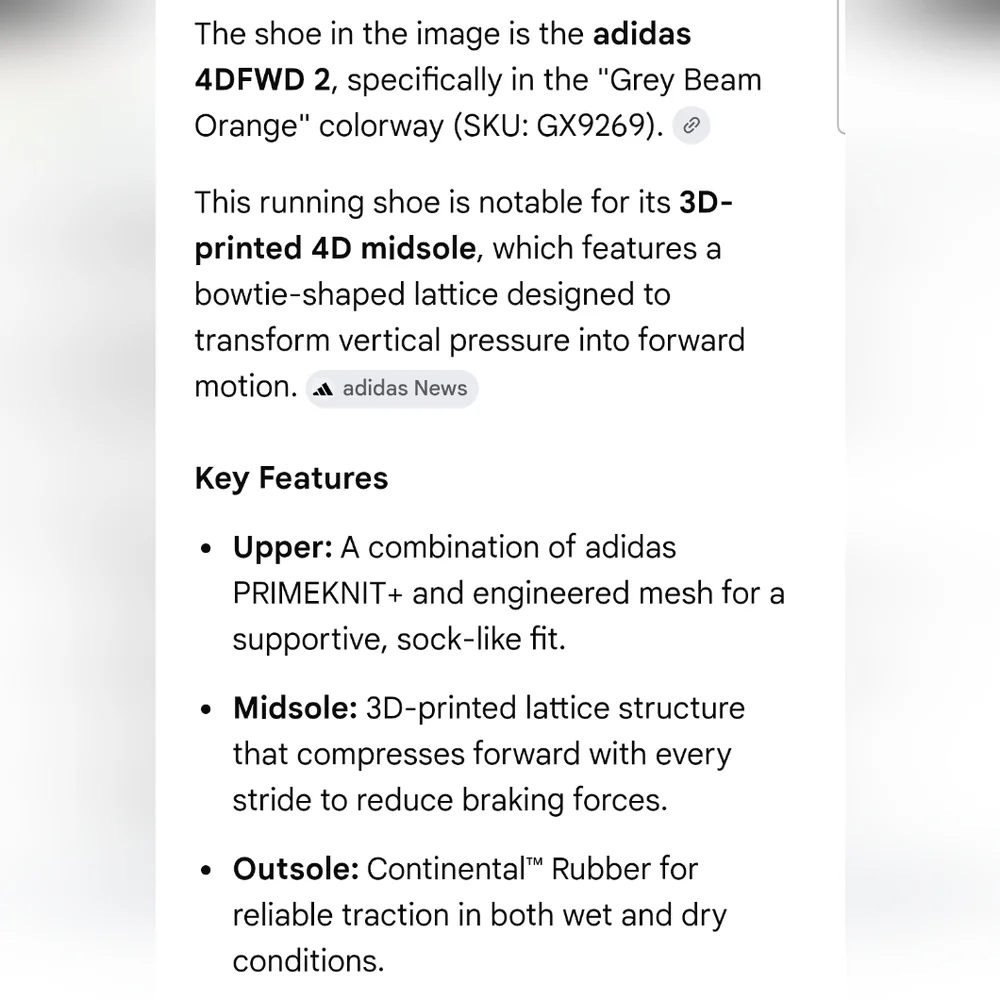 Adidas 4DFWD 2 Grey Beam Orange #GX9269 - Picture 12 of 12